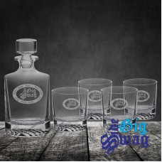 850ml Round Glass Decanter Set + Four 9 oz Glasses