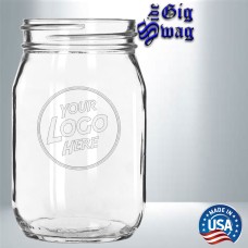 Mason Drinking Jar, 16 oz - Laser Engraved