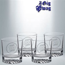 Rocks Round Glasses in Gift Box, 11 oz, Set of Four - Laser Engraved