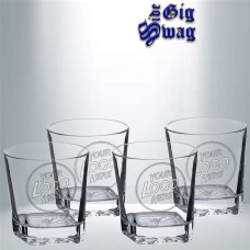 Rocks Square Glasses in Gift Box, Set of Four - Laser Engraved