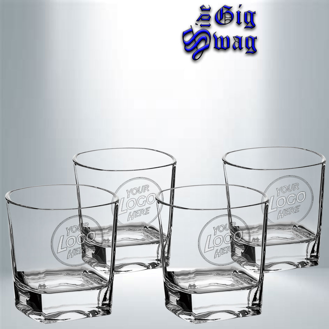 Rocks Rectangle Glasses in Gift Box, Set of Four - Laser Engraved