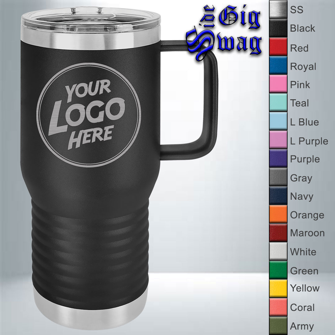 Traveler Coffee Mug, 20 oz with handle - Laser Engraved