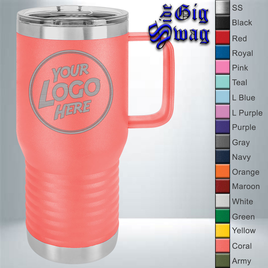 Traveler Coffee Mug, 20 oz with handle - Laser Engraved