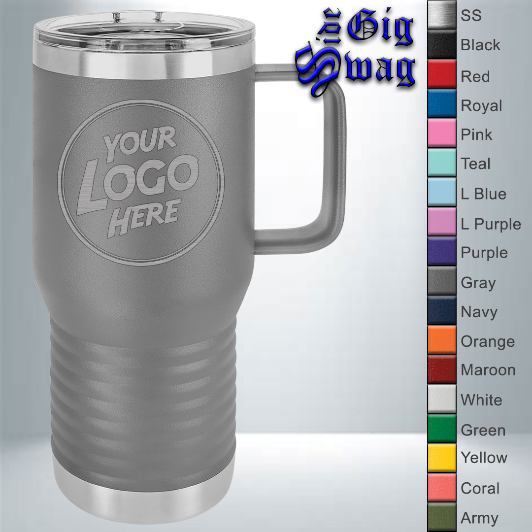 Traveler Coffee Mug, 20 oz with handle - Laser Engraved