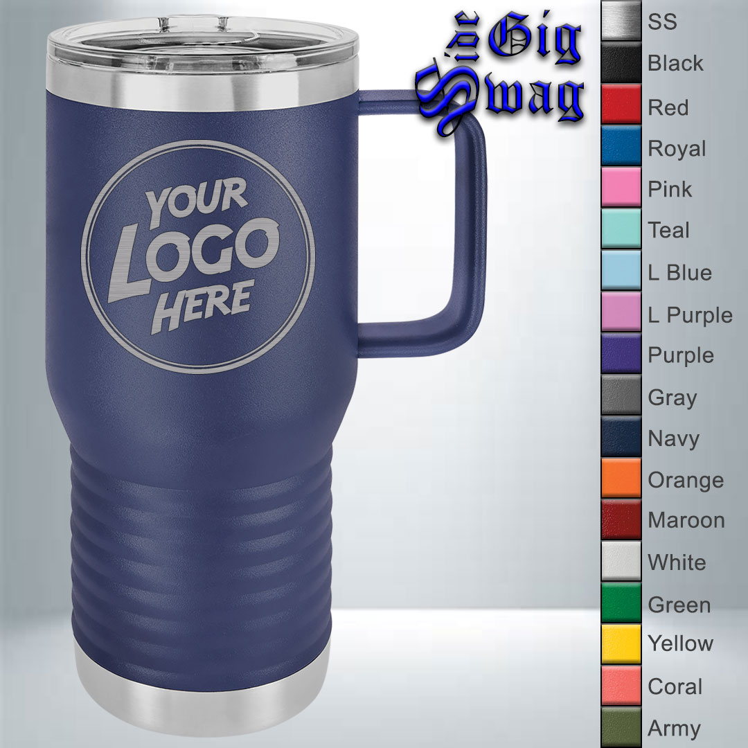 Traveler Coffee Mug, 20 oz with handle - Laser Engraved